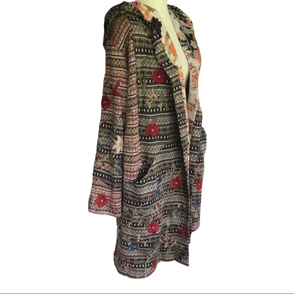 Johnny Was BIYA Dana Patchwork Hoodie Duster Large - Picture 3 of 13